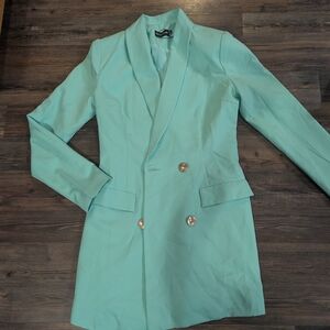 PrettyLittleThing Light Green Double-Breasted Blazer Dress